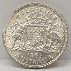 AUSTRALIA 1963 . FLORIN . RARE BITTEN EDGE